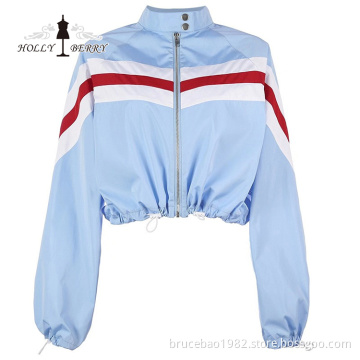 Zip Short Polyester Midriff-Baring Crewneck Women Leisure Sports